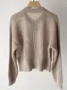 Femme Knits Femme Sequin Decoration Hollow Out Cardigan 2024 Été Couleur solide Mesdames O-Neck à manches longues Single Putted Sweater