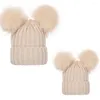 Beretti 2 set Cappello genitore-figlio autunno e inverno pullover baby pinoro a doppia lana a maglia