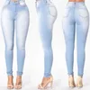 Jeans femininos Mulheres da cintura alta mãe magro de jeans lavado com calça lápis longa calça calça feminina azul -céu Pantalon mujer ropa femme vaqueros