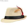 Breda Brim Hats Bucket Xthree Trend Unisex Party Feathered Fedora Trilby Womens Summer Beach Sun Hat Panama Mens Fashion YQ240407