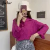 Chic Loose Blouses SL Women Shirt Casual Orange White Blue Shirts Female Top Blue för Spring Basic Blusas 240407