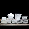 Teaware sätter Tea Set Chinese Jade Porcelain Brewing Tools for Study