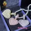 Designer Hip Hop Fashion Jewelry Baguette Full Cubic Zirconia Diamond Charm Pendant Iced Out Heart Shape Pendant Necklace