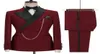 Новый дизайн с двойной грудью мужчина с брюками Burgundy 2 штуки Slim Fit Sward Sward Costum