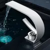 Bathroom Sink Faucets Luxury Faucet Basin Stainless Steel Cold & Waterfall Spout White Black