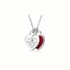 Designermärke TIFFAYS S925 Silver Drop Lim Emamel Heart Shaped Diamond Pendant Halsband Tie Family Double Collar Chain