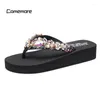 Slippels Comemore Diamond Sandals Vakantie Strandschoenen Wedge Platform Women Maat 33 34 42 Luxe steentjes slippers