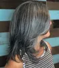 Wig gris courte avec frange de rideau Bob Perruques gris en argent en couches pour femmes Pixie Lace Wigs Pixie Cut Wig Wig Real Human Hair Wigs avec Utilisation quotidienne de 14 jours 4x4 Lace