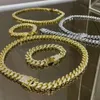 Chaîne hip hop pour le rappeur Pass Diamond Tester Moisanite Cuban Link Chain 10 mm 2 rangées Silver Miami Cuban Lien