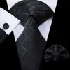 Neck Ties Hi Tie Business Black Luxury Plain Pattern Mens Tie Silk Necklace Fashion Tie Chain Hanky Cufflinks Set Mens Wedding Design GiftC240407