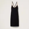 2024 Autumn New Women's High Quality V-neck Heavy Industry Diamond Inlaid Black Women's Silk and Fur Open Back Suspended Dress
