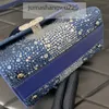 Designer di alta qualità Tote Bag Domenna Denim Blue Crystal Diamond Button Monocroma in pelle Monocromata Borsa Luxuria 10A Purple