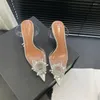 Sandały 2024 Letnia damska sukienka Moda Przezroczysty PVC Rhinestone Butterfly Srebrny wysokie obcasy imprezowe buty ślubne