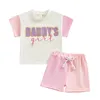 Clothing Sets Summer Children Girls Boys Set Fashion Letter Embroidery Short Sleeve T-Shirt Contrast Color Shorts 2Pcs Kid Outfit