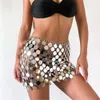 Veja Sexy através de lantejoulas mini -sskirt para mulheres elegantes e sólidos de baixo curto