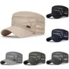 Kapity Regulowane klasyczne Mesh Flat Top Hat Retro Army Academy Student Student Student Podróż na świeżym powietrzu Wojskowe słońce Q240403