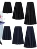 Japanese Preppy Style Women Elastic Waist Long Midi Skirt Ladies Fashion Party Skirt Female Pleated Girls School Uniform Skirt240325