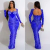 Fashion Women's Hot Diamond Mesh Perspective Sleeve Long Robe F4798 Dongdumaoyi