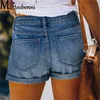 Donne alla moda strappato con pantaloncini di jeans arrotolati in giro per la vita vintage tasca casual short short jeans pantaloni 240407