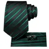 Coules de cou Black Green Striped Silk Tie pour hommes Accessoires de mariage Colliers pour hommes Poches carrées