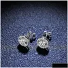 スタッドスタッド925スターリングシアイヤリングクラシックハローラウンドブリリアントカット0.5ct 1CTモイサナイトダイヤモンドドロップ配達ジュエリーDPT DHA1F