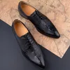 Dress Shoes Deluxe Leather Derby Shoe Fashion Party Printing Luxe Zapatos de Hombre Echte Oxfords Black Lace Up Daily