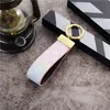 Gold Keychains Gradient L Brand Designer Key Chain Mens Luxury Car Keyring Womens Buckle Keychain Handmade Leather Men Women Bags Pendant Accessories Multicolor