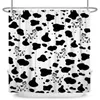 Shower Curtains Black White Cartoon Milk Cow Skin Print Curtain Rustic Farm Animal Farmhouse Bathroom Decor With Hooks