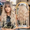 Blonde Unicorn Ombre Brown Synthetic Long Wavy s with Bangs Daily Cosplay Party Use Heat Resistant Fiber for Women 240327