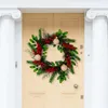 Couronne de porte de fleurs décoratives pour les salutations de vacances Noël festifs avec pècones baies ornements 18,5 pouces