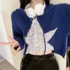 Magliette da donna Gidyq Maillard Maillard Cardigan irregolare Donne Y2K hip hop con cerniera hip con cerniera stella a maglia maglione coreana a manica lunga