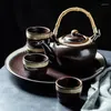 TeAware Setleri Lingao Japon Seramik Yaratıcı El Taş Teapot Bambu Tutar