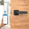 Lock Wireless Smart Blue Tooth Ttlock Door Handle Lock Biometric Fingerprint Password App Keyless Entry Lever Home Security Silver