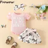 Vêtements ensembles prowow Baby Girl Clothes 2024 "Mama est mon ie" Letter Raiper and Butterfly Jirts 2pcs Summer for Tentimed