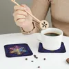 Bordmattor Metatrons Cube Merkabah Coasters läder placemats icke-halkisolering kaffe för dekor hem kök matsalar uppsättning av 4