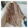 Scarves Knitting Thick Women's Loose Shawl With Faux Fur Collar For Evening Dresses Wedding Plush Wraps Cardigan Cape
