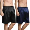 Calça masculina shorts de seda gelo pijamas homens 2024 Summer Lounge Sleep Bottoms Sleep Breans Beachs Male