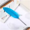 Fête Favor Feather Pen Bureau Signature Ballpoint Pens Black Blue Ink Christmas Gift Wedding Advertising Art Jn07 Drop Livrot Home Dhref