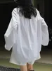 BZVW Koreanischer Pullover -Hemd für Frauen weißer runder Hals Laternenhülle Blusen weibliche Tops Frühlingskleidung s 240407
