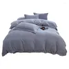 Bedding Sets 150/180/200CM Check Jacquard Green Gray Coral Velvet Bed Sheet Duvet Cover Pillowcase Four-piece Winter Set M037-11