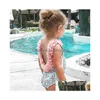 Jednoczęściowe letnie dziewczęta bikini litery kąpielowe drukowane dzieci dzieci kąpielowe garnitury Baby Girl Beach Squywear dzieci pływanie noszenie dha7r