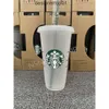 Stanleliness Mermaid Goddess Starbucks 24oz/710ml Plastic Mugs Tumbler Reusable Clear Drinking Flat Bottom Pillar Shape Lid Straw Cups 4437 4OWZ