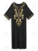 Gold Broidered Femmes Half manchel Black Kaftan Robe Long Robe Holiday Formhed Gabes Beach Wear Pain de peignoir Q1664