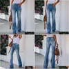 Jeans pour femmes pour femmes larges hautes hautes taille skinny maman jean cloche vêtements de fond bleu denim mort bootcut évasé pantalon pantalon dhma1