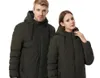 Cross border intelligent heating cotton jacket, charging and heating jacket, men's and women's electric heating jacket, warm cotton jacket, hooded charging clothes