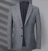 Herenpakken 2024 heren gebreide blazer brei elasticiteit vrijetijds jas mannen blazers slanke jas mannelijke bovenkleding casual buitenste tops