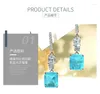 Stud -oorbellen mode veelzijdige niche 925 Sterling Silver Emerald gecombineerd met hoge koolstof diamant bruiloft sieraden groothandel