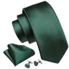 Neck Ties Dark green silk solid mens tie pocket square cufflink set elegant weaving high-quality set neckline wedding party Barry. Wang! C240412
