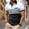 Summer New Men's high quality Polo shirt with lapel Short sleeve casual print Business Fashion European size Polo shirt S-3XL