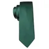 Neck Ties Dark green silk solid mens tie pocket square cufflink set elegant weaving high-quality set neckline wedding party Barry. Wang! C240412